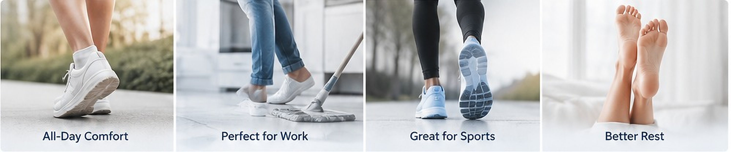Lifestyle uses for heel support at work, activity, and rest