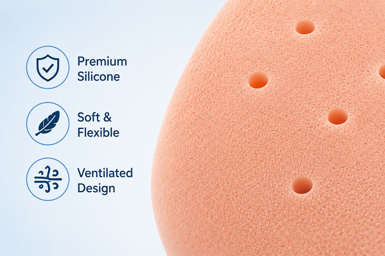 Close-up of breathable silicone Recovery Heel Pads material